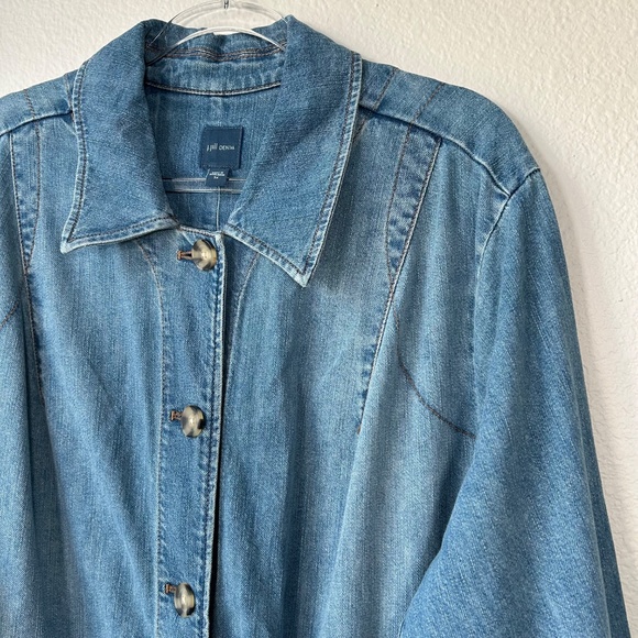 J. Jill plus size 3X lightweight denim jean jacket blue medium wash cotton NEW - Picture 6 of 14